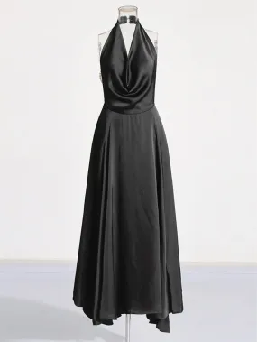 Cat Pearl Backless Maxi Dress In Black