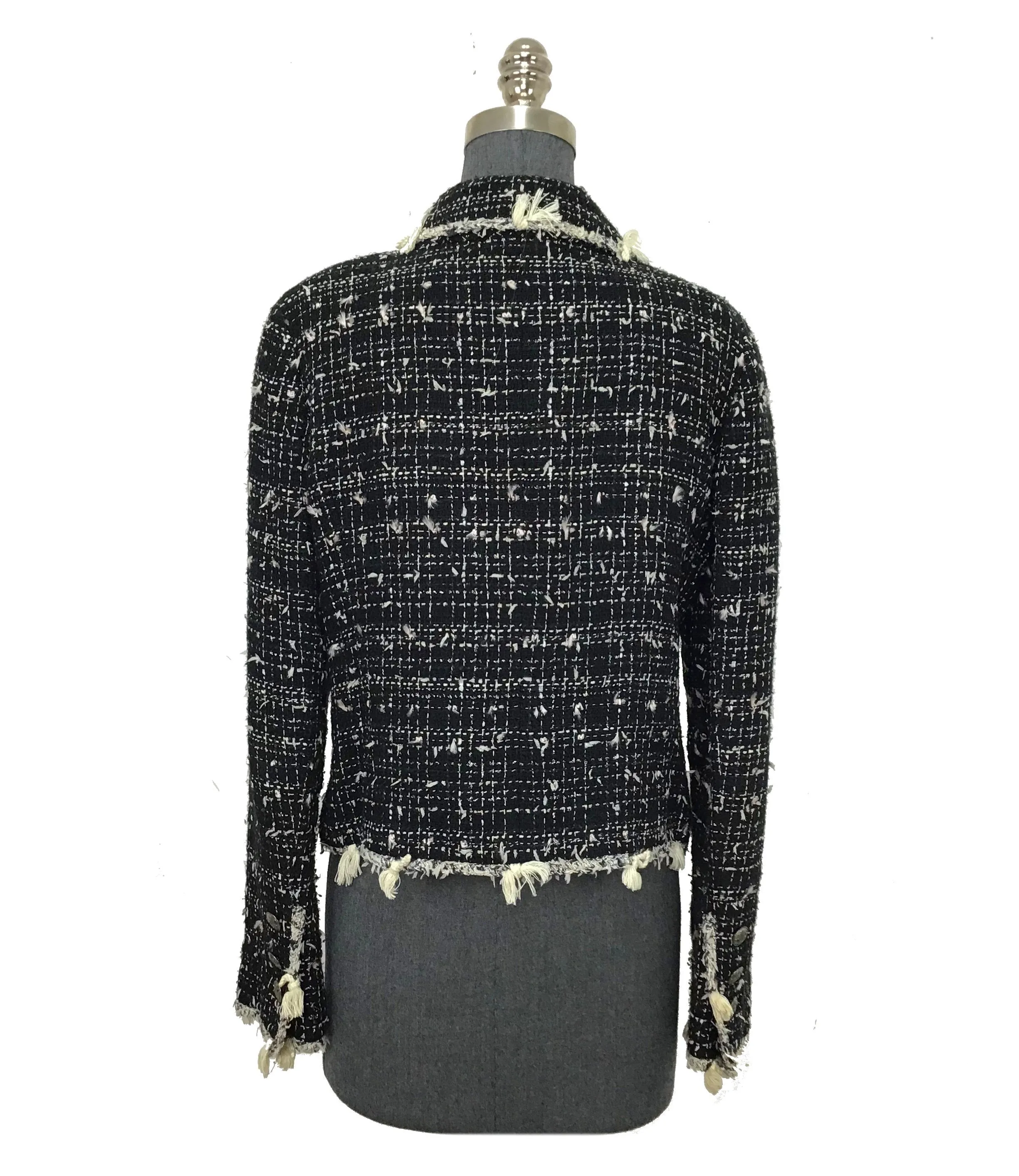 Chanel Textured Tweed Jacket with Fringe Size M