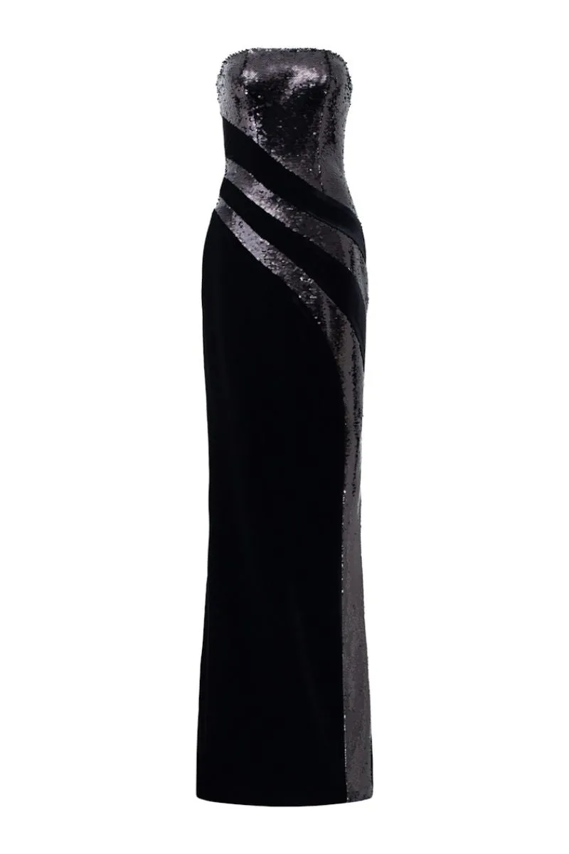 CHARLOTTE VELVET FLOW SEQUINS GOWN