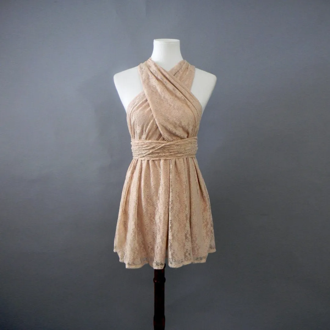 CHOIR Beige Lace Mini Dress