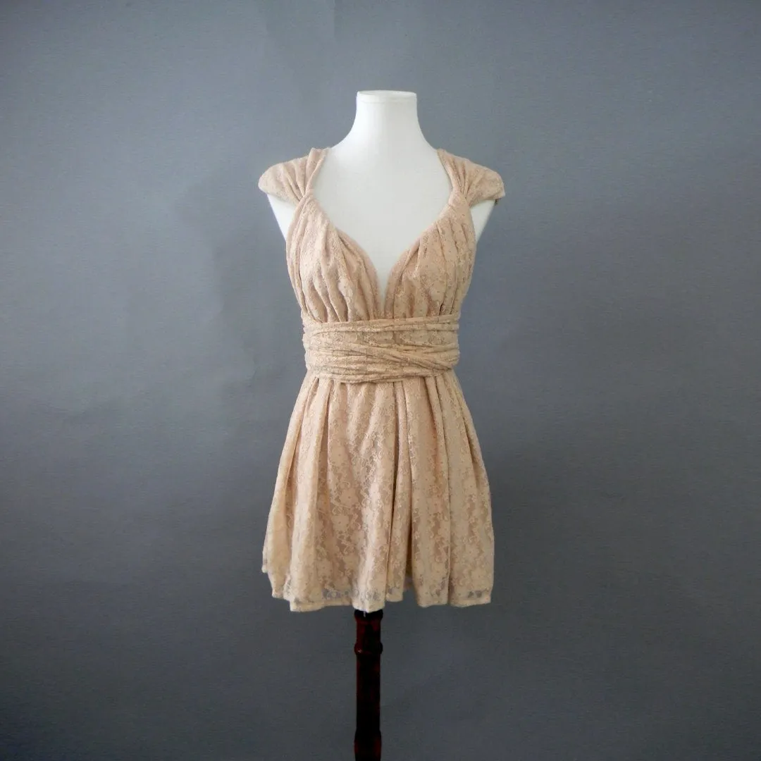 CHOIR Beige Lace Mini Dress