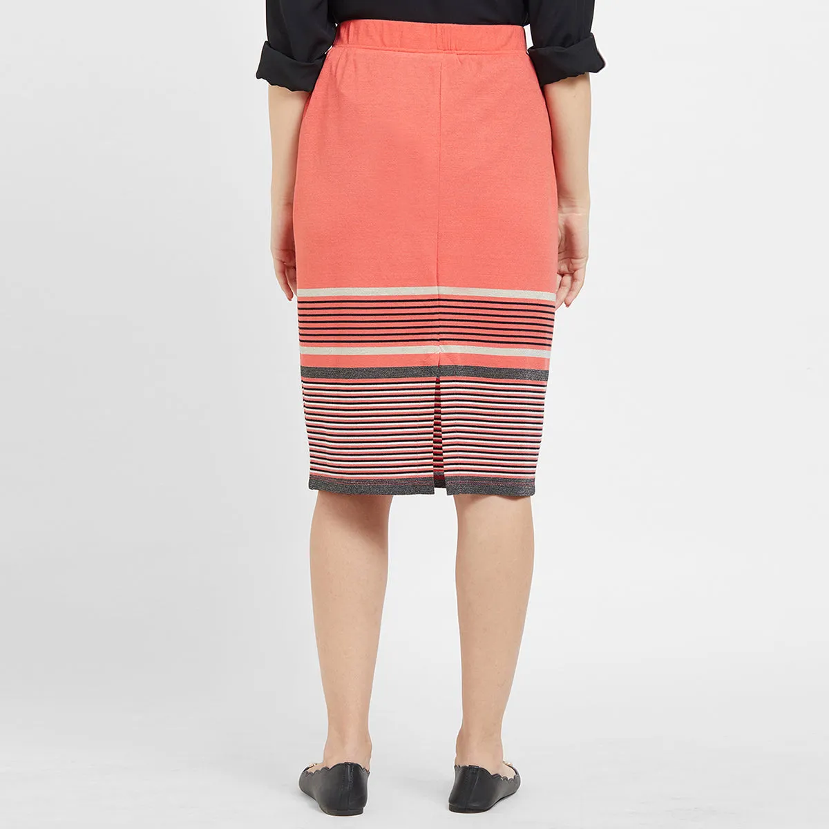 Coral Stripe Skirt