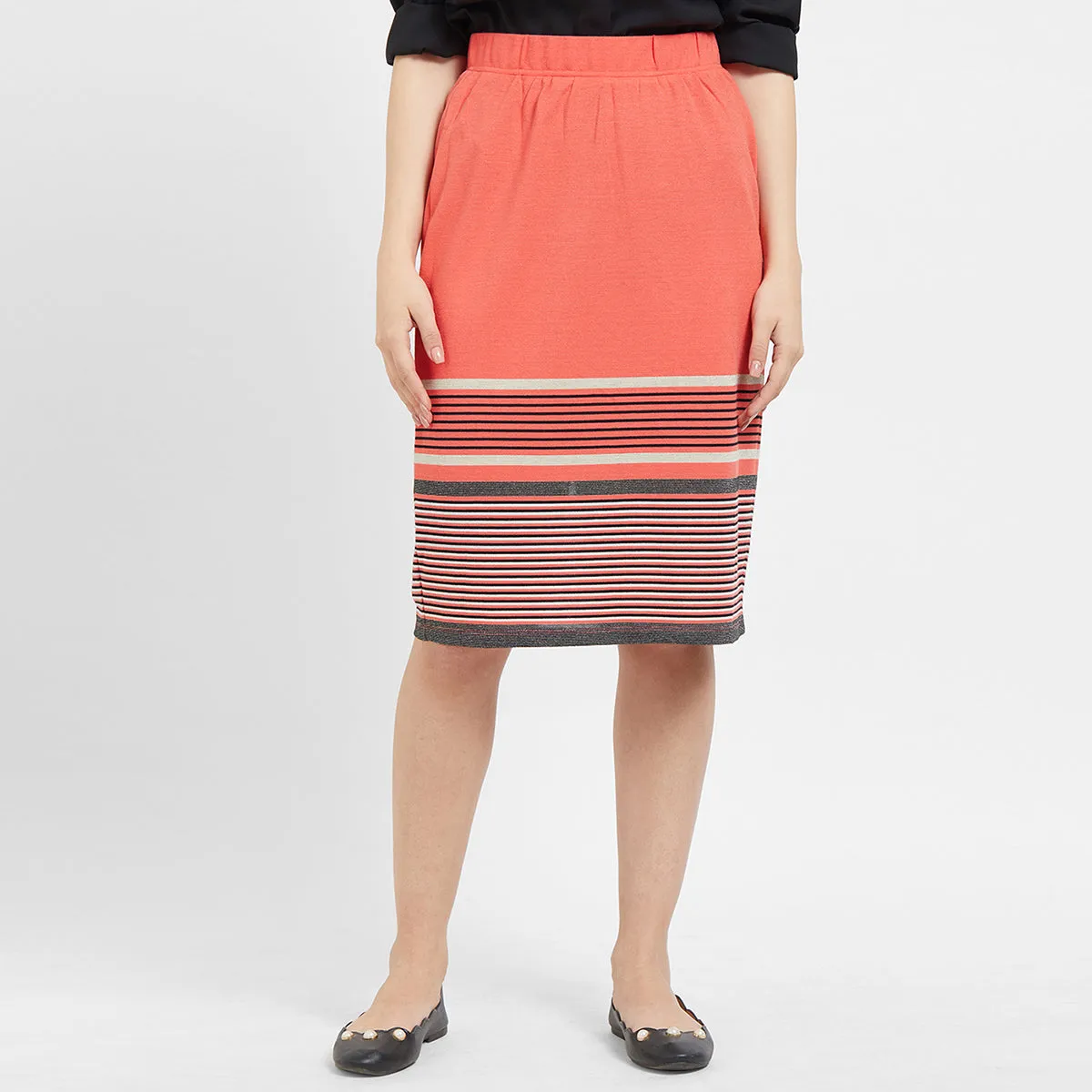 Coral Stripe Skirt