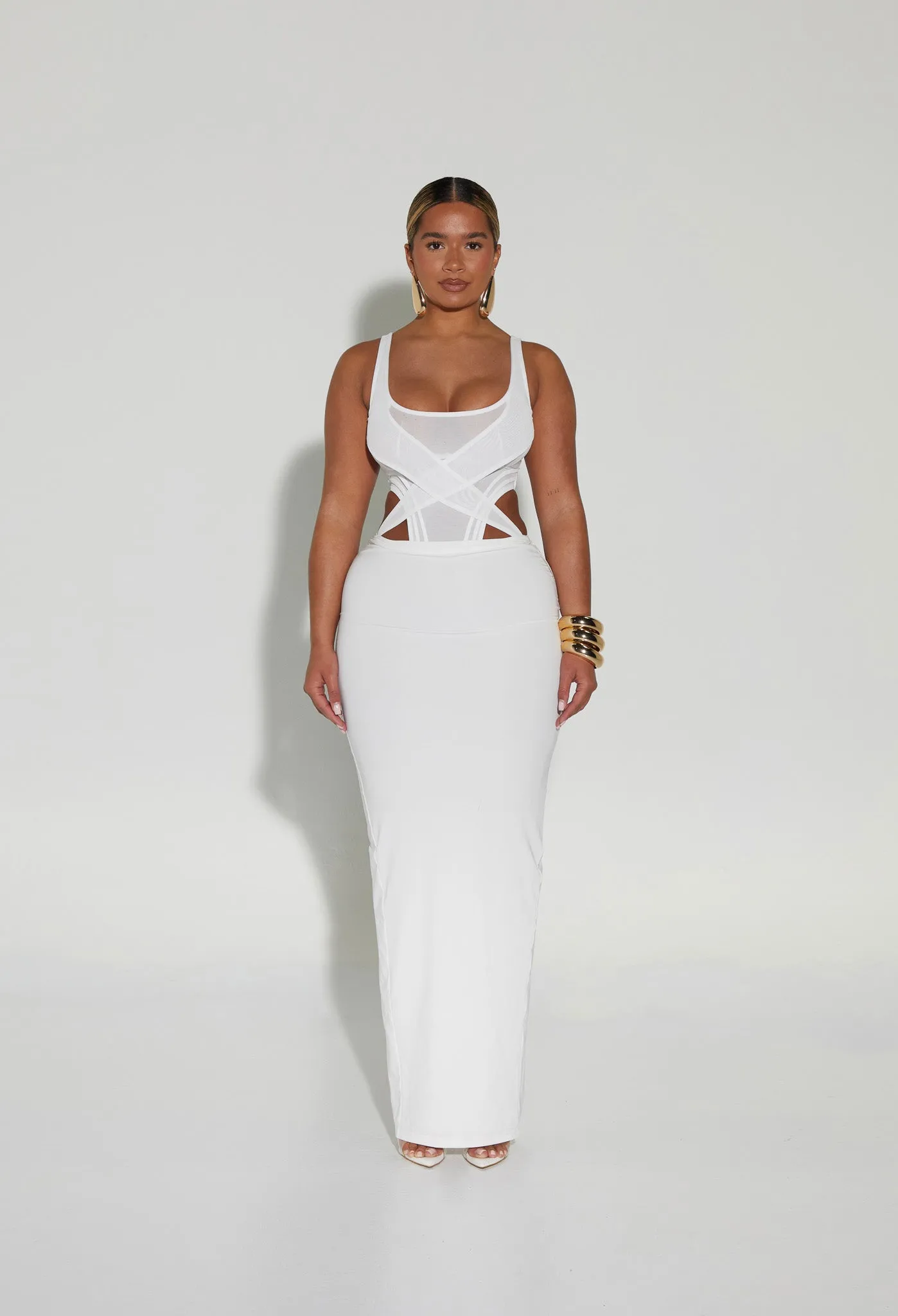 Corset Cut Out Maxi - Yatch White