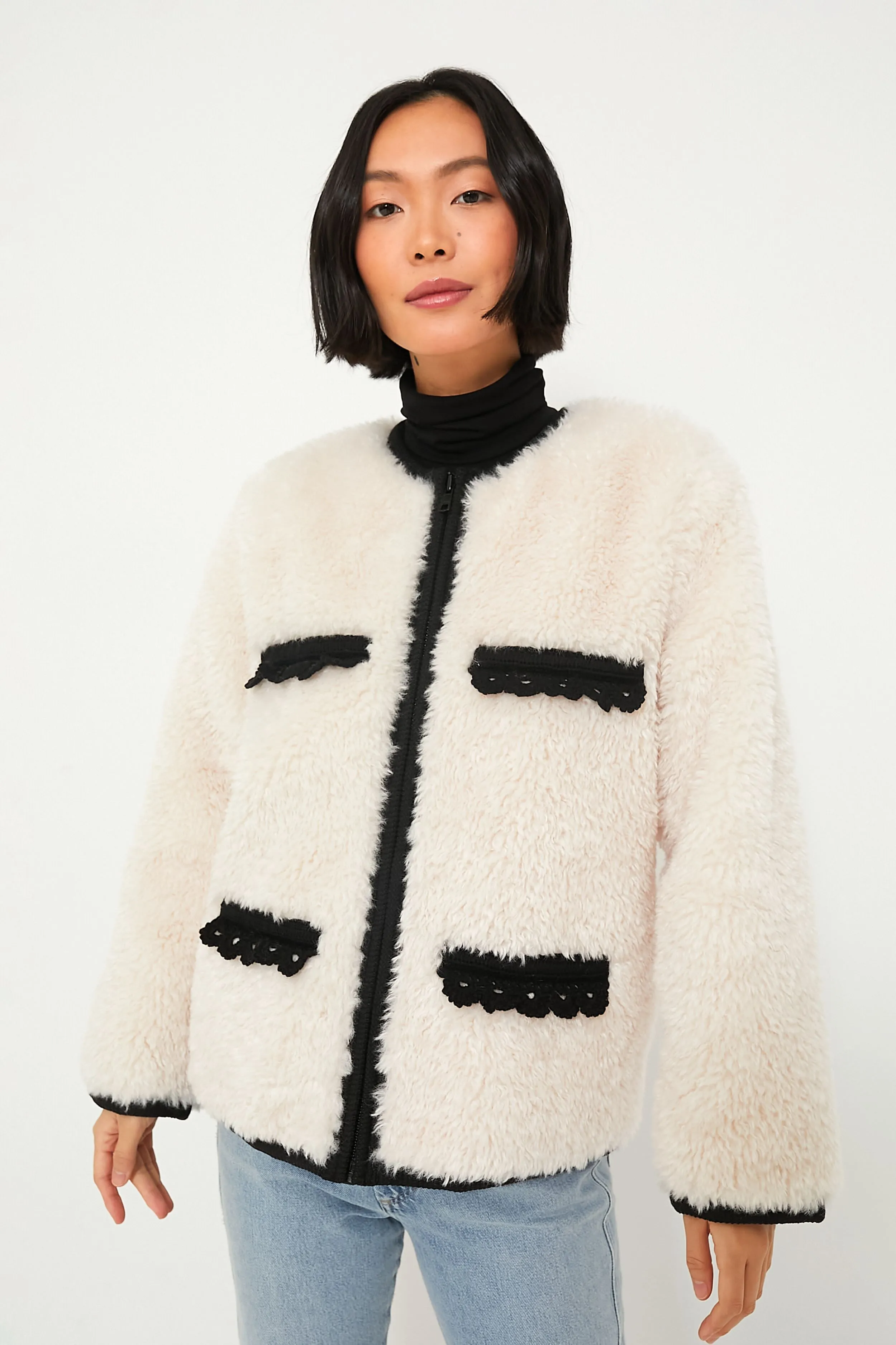 Cream Harper Faux Fur Crochet Parka