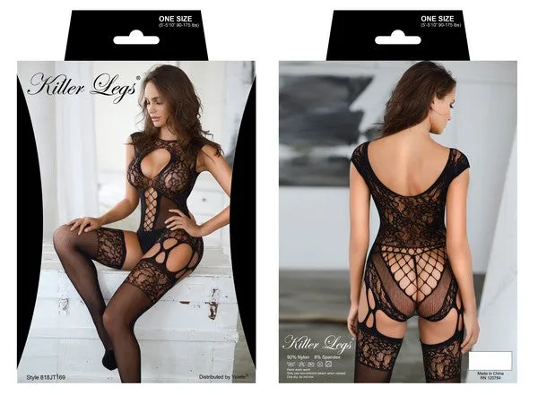 Criss-Cross Halter Fishnet Bodystocking