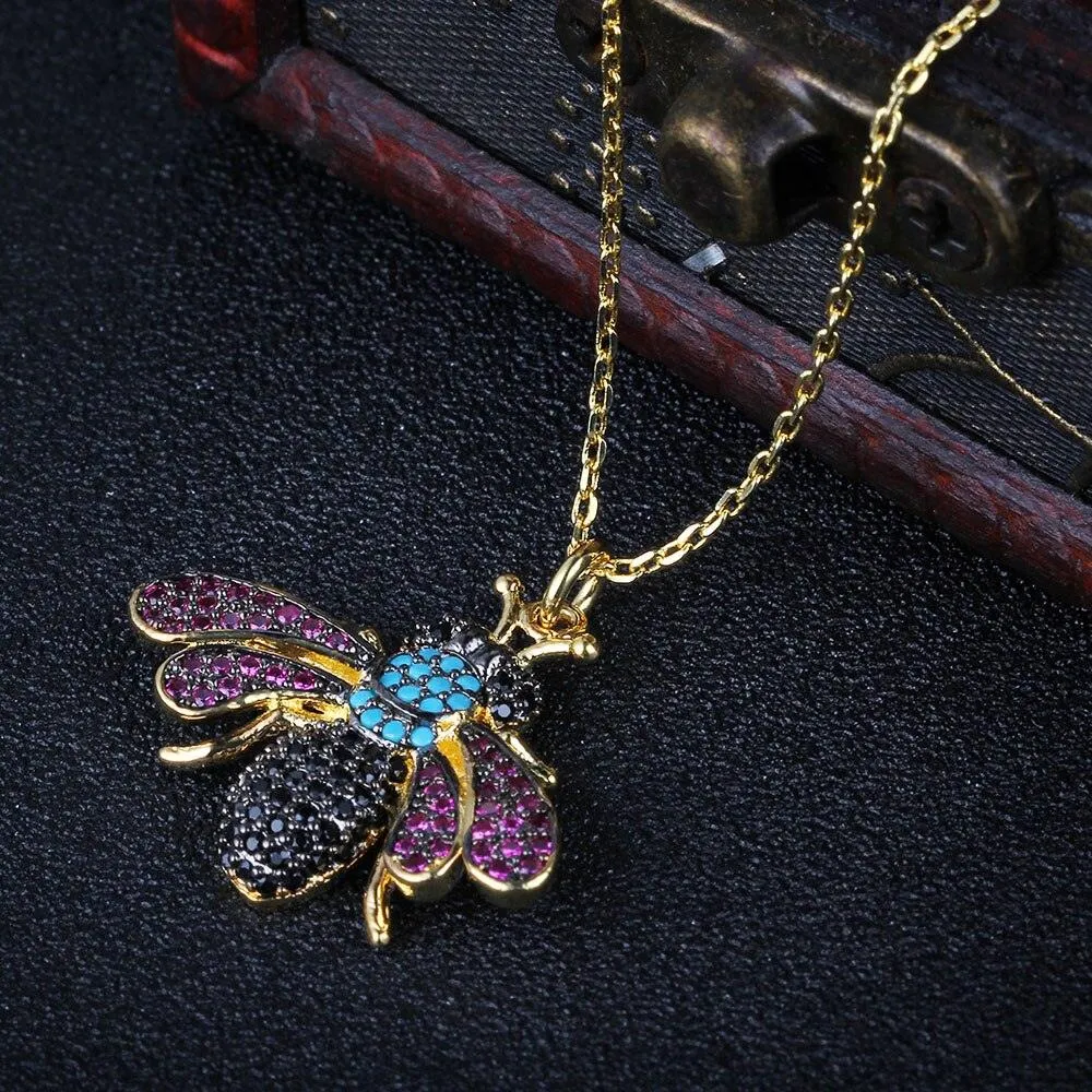 Crystal Vintage Bee Necklace with Pendant