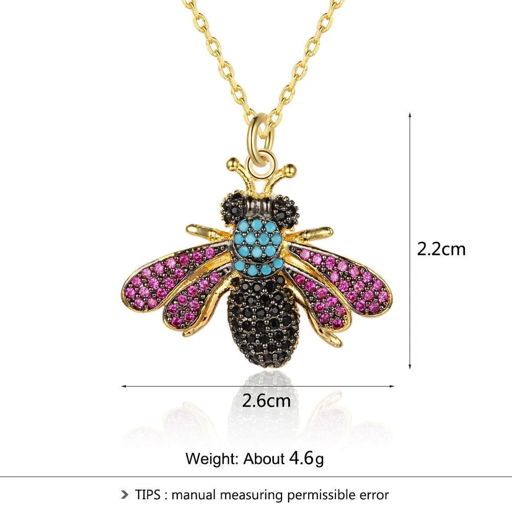 Crystal Vintage Bee Necklace with Pendant