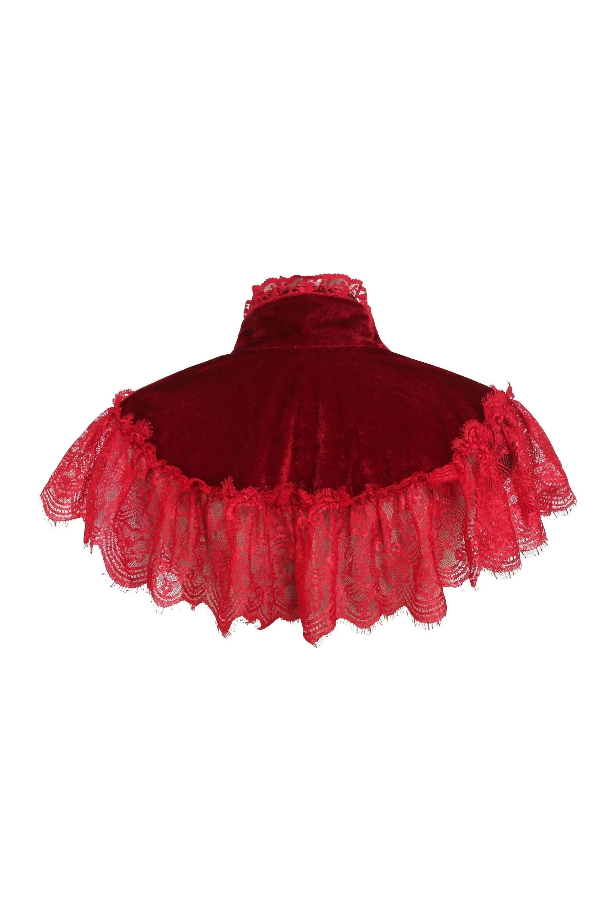 Dark Red Velvet & Lace Capelet