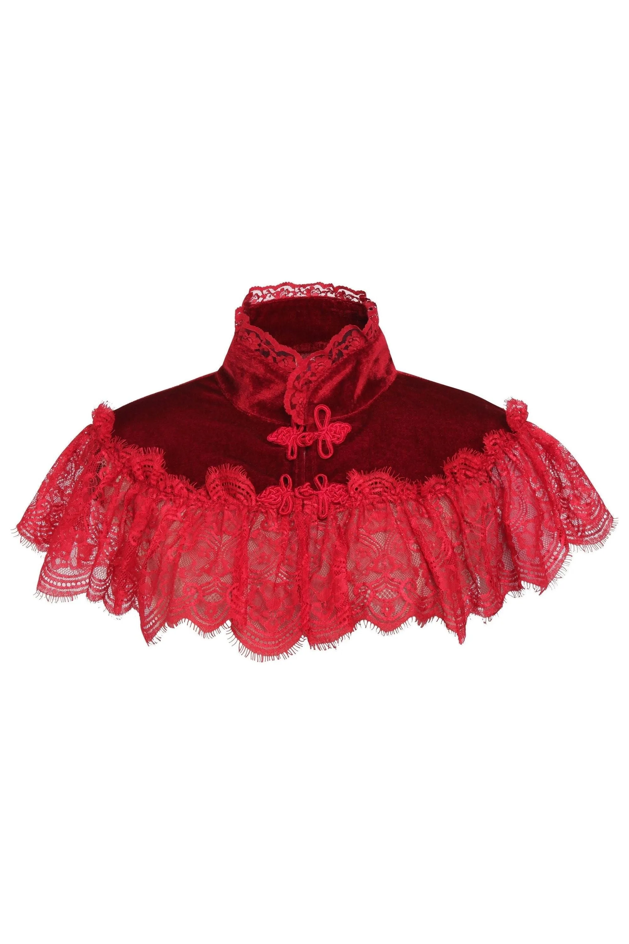 Dark Red Velvet & Lace Capelet