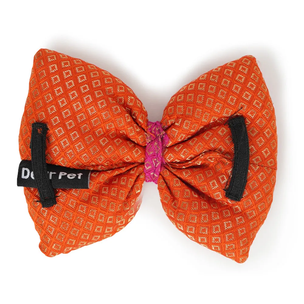 Dear Pet Brocade Bow in Orange