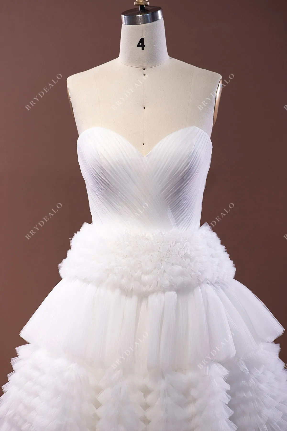 Designer Strapless Pleated Bridal Ball Gown