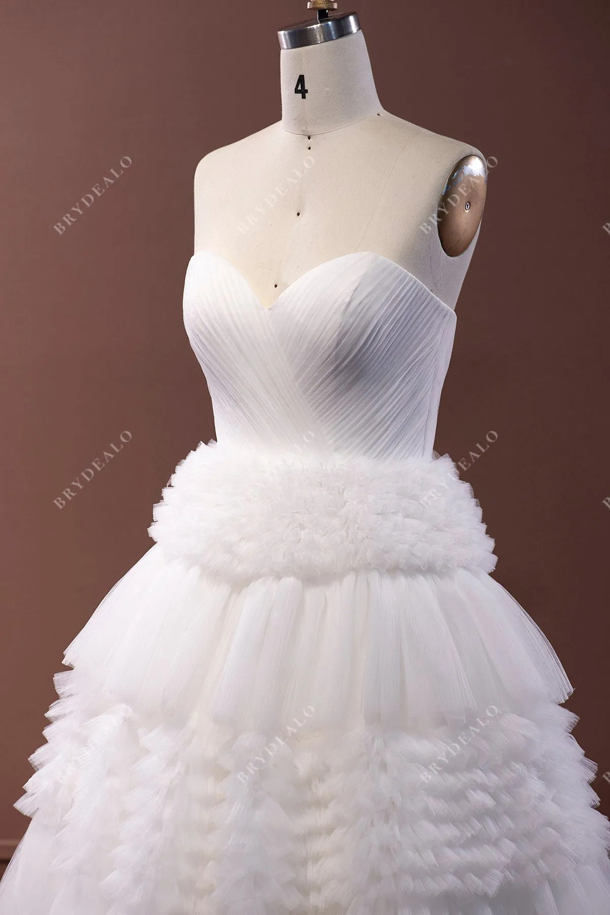 Designer Strapless Pleated Bridal Ball Gown