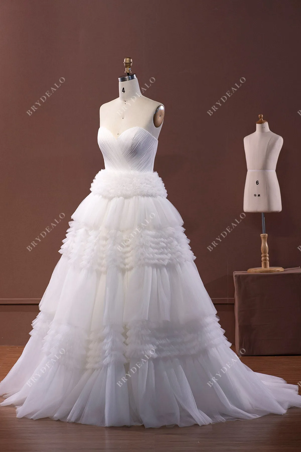 Designer Strapless Pleated Bridal Ball Gown