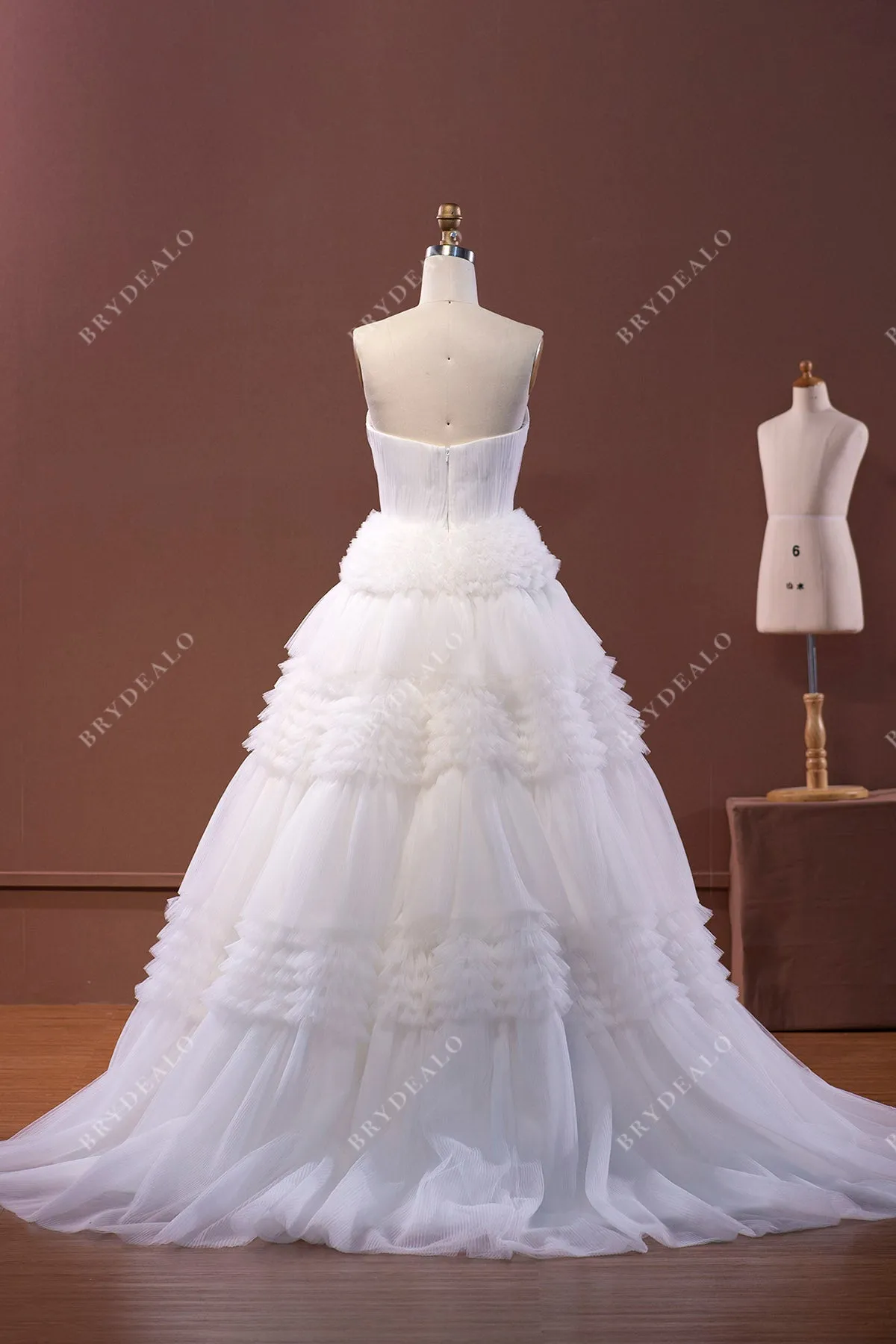 Designer Strapless Pleated Bridal Ball Gown