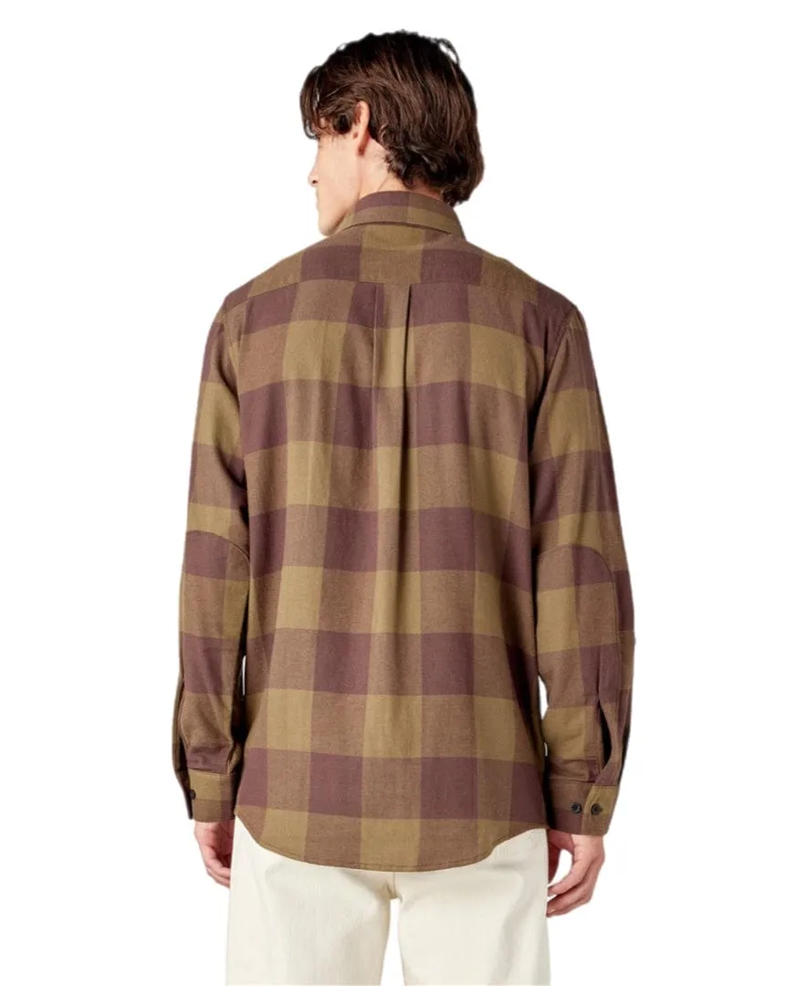 Dickies Regular Fit Long Sleeve Flannel - Dark Olive Buffalo Plaid