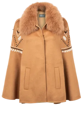 Diomi Fox Fur Cape - Tan