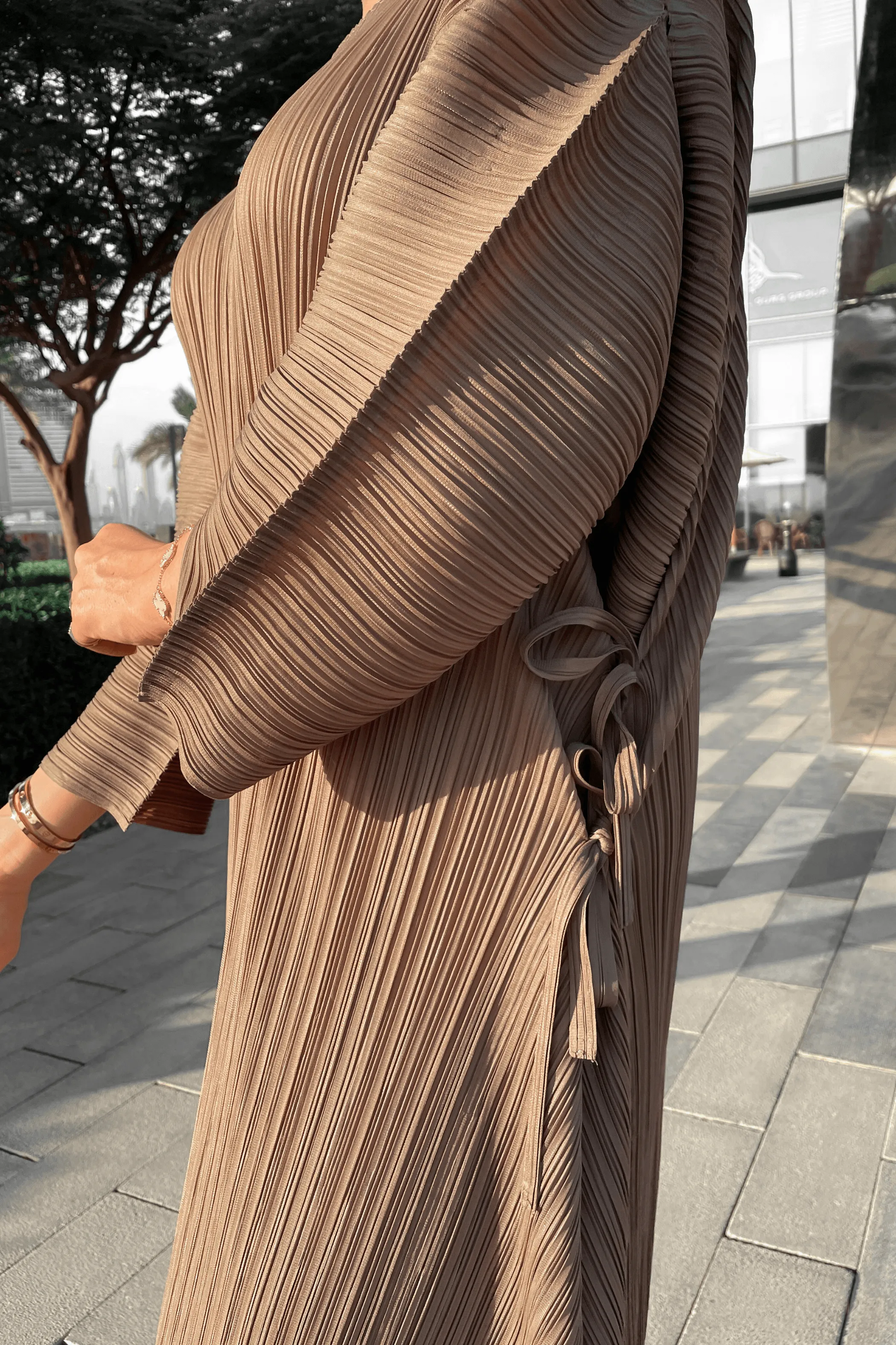 Divya Pleated Dress with Layered Sleeves