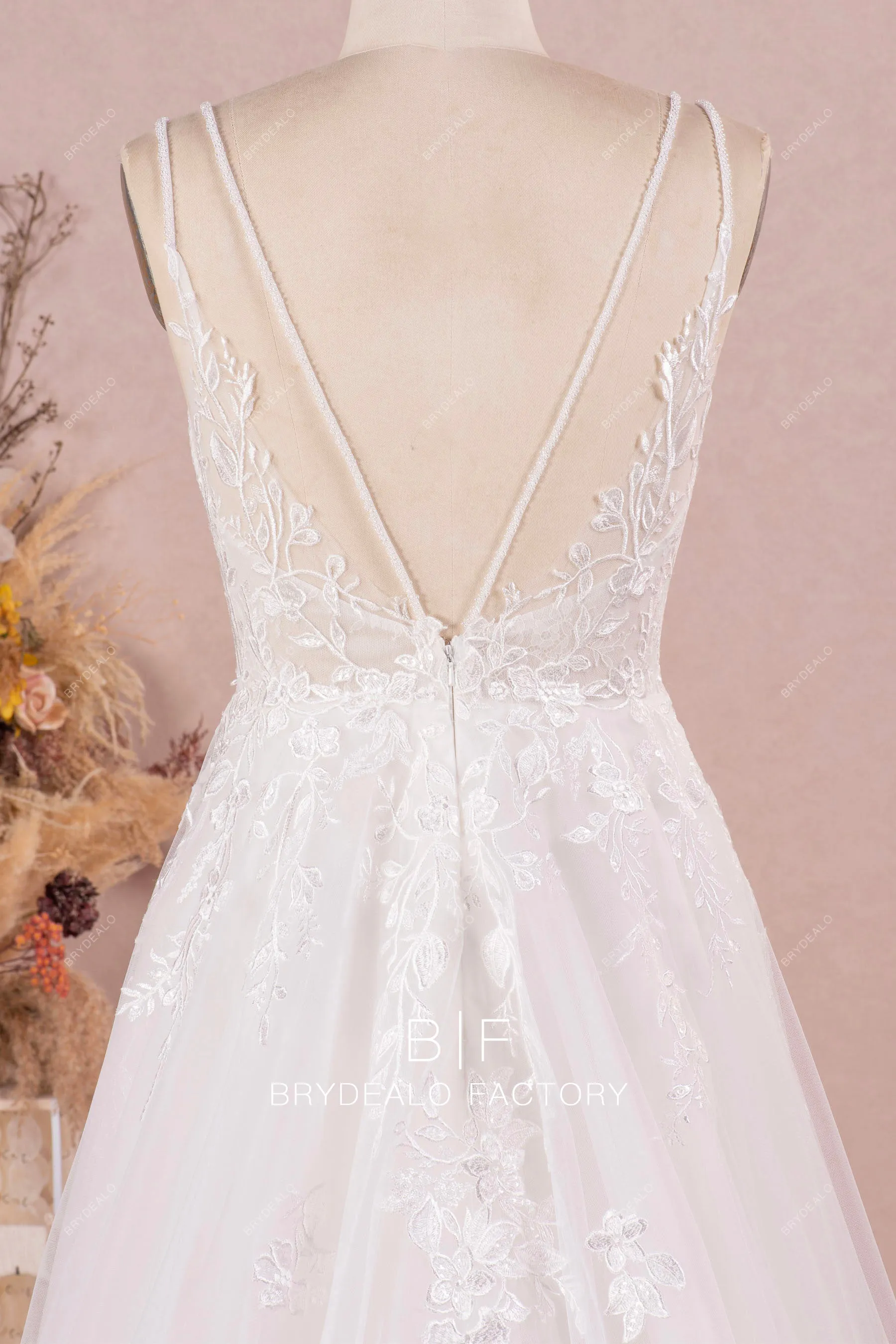 Double Beaded Spaghetti Strap Illusion Corset Wedding Ballgown