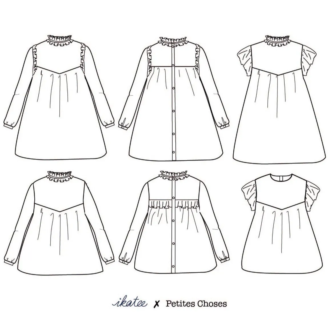 Duo for woman and kid LOUISE blouse and dress - Paper Sewing Pattern