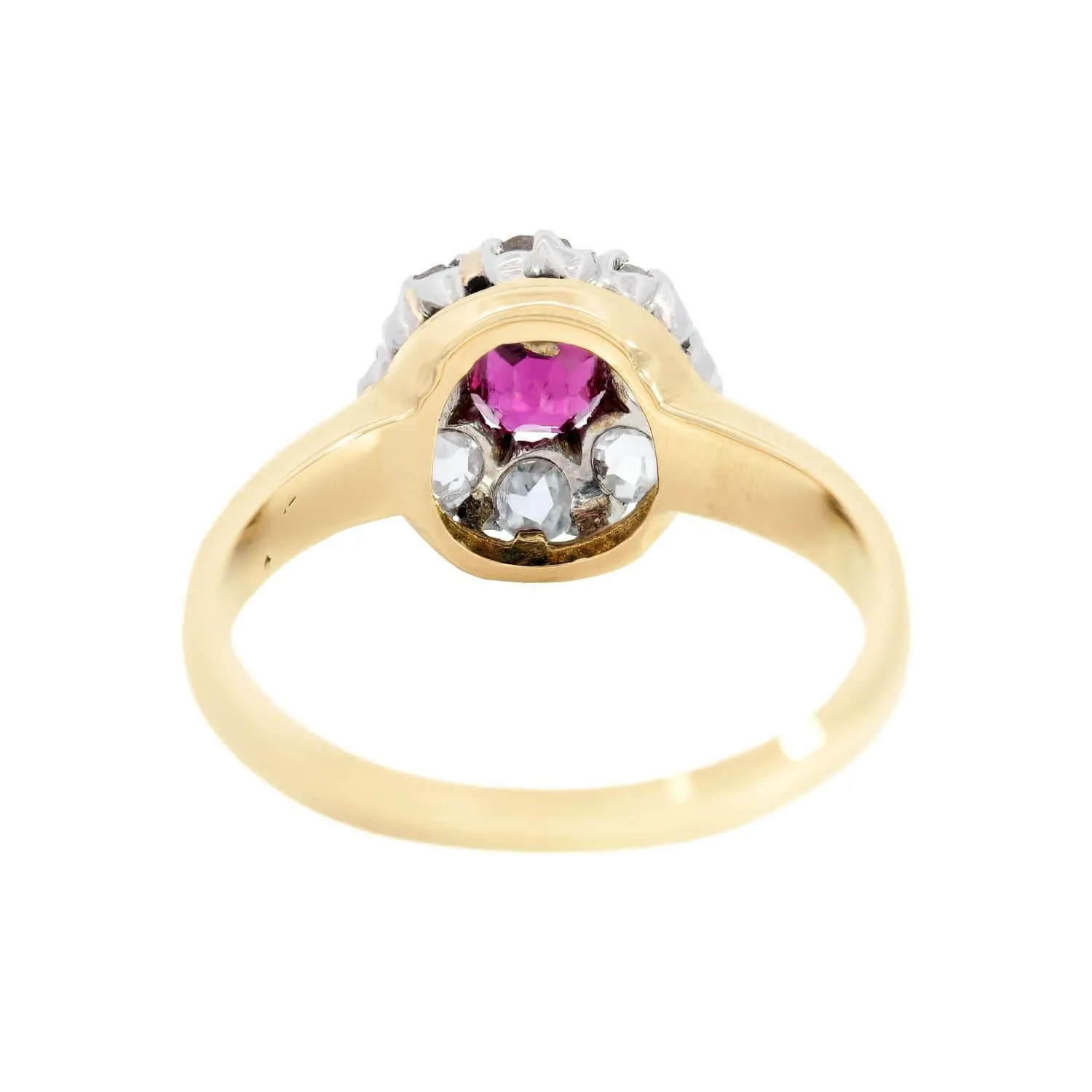 Edwardian 14k/Platinum Ruby and Diamond Halo Ring