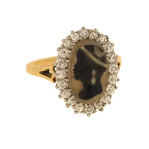 Edwardian 14kt/Platinum Blackamoor Cameo   Diamond Ring