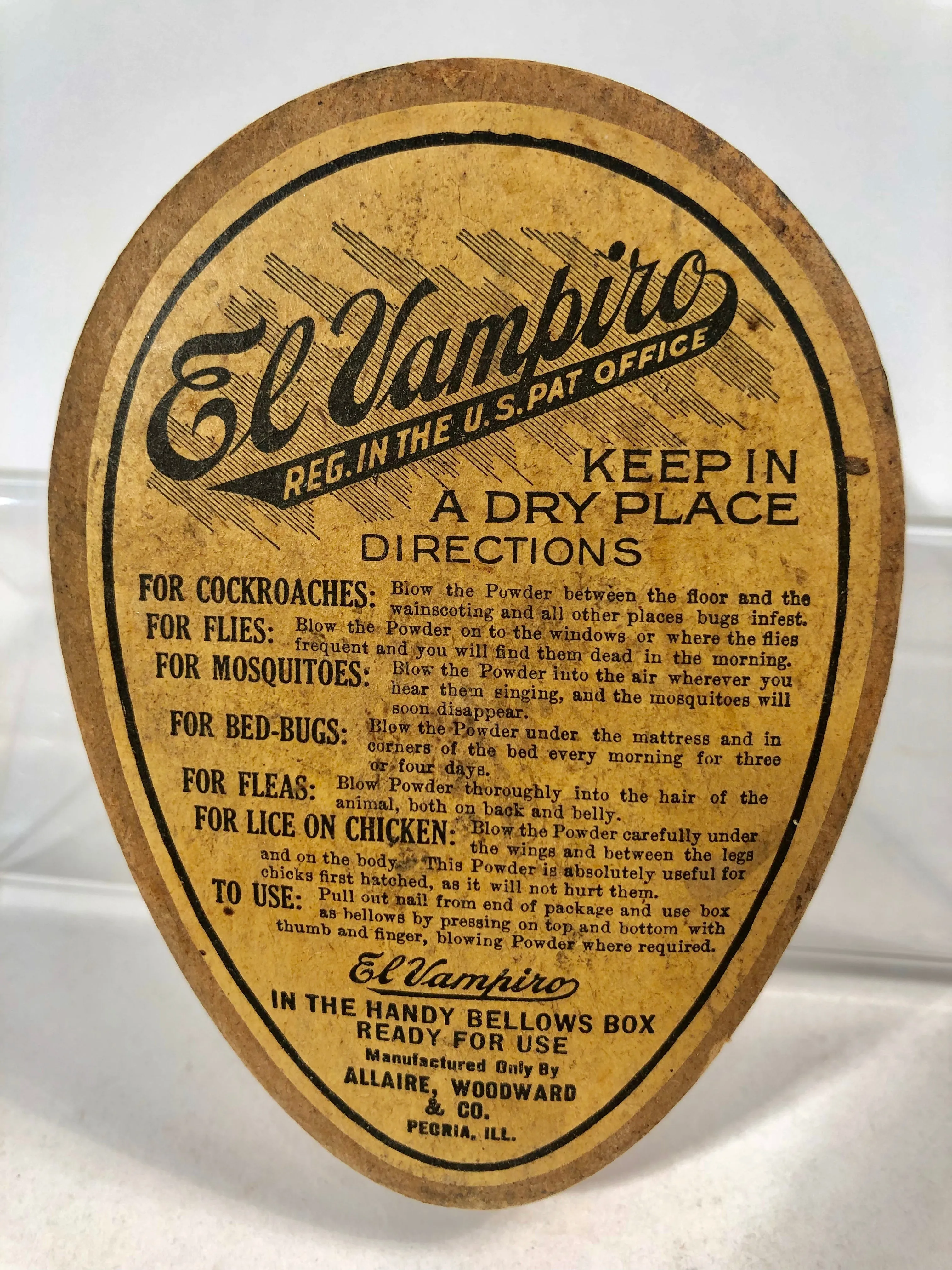 EL VAMPIRO Pest, Bug Powder Package with Original Powder || Peoria, Ill.