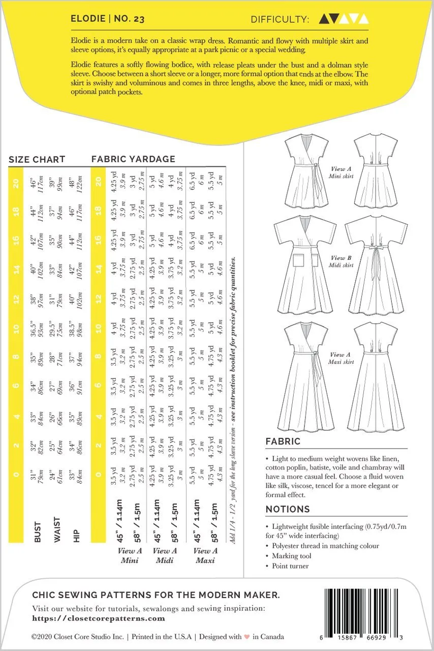 Elodie Wrap Dress Pattern - Closet Core Patterns