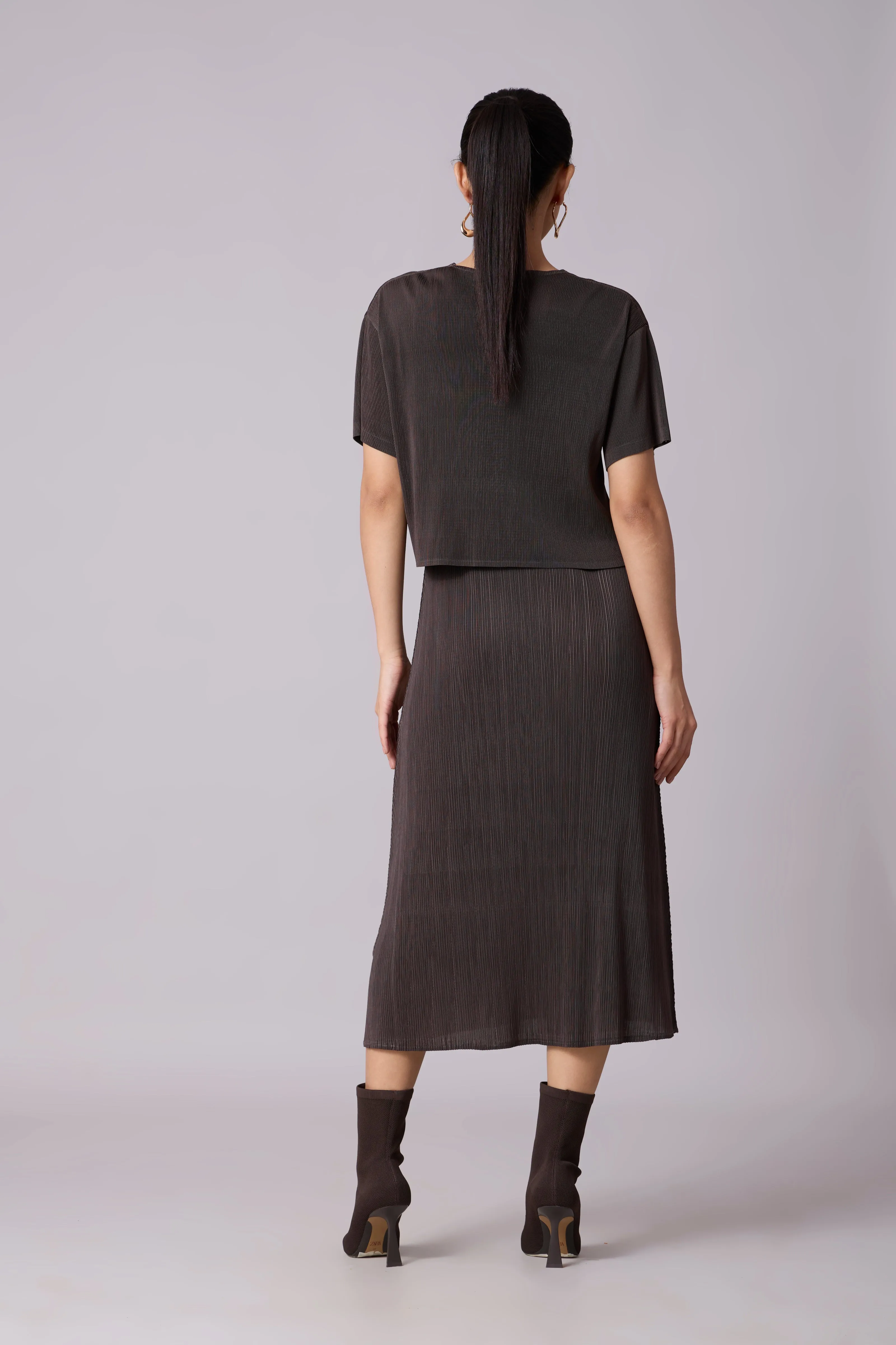 Elsie Cape Dress - Espresso Brown