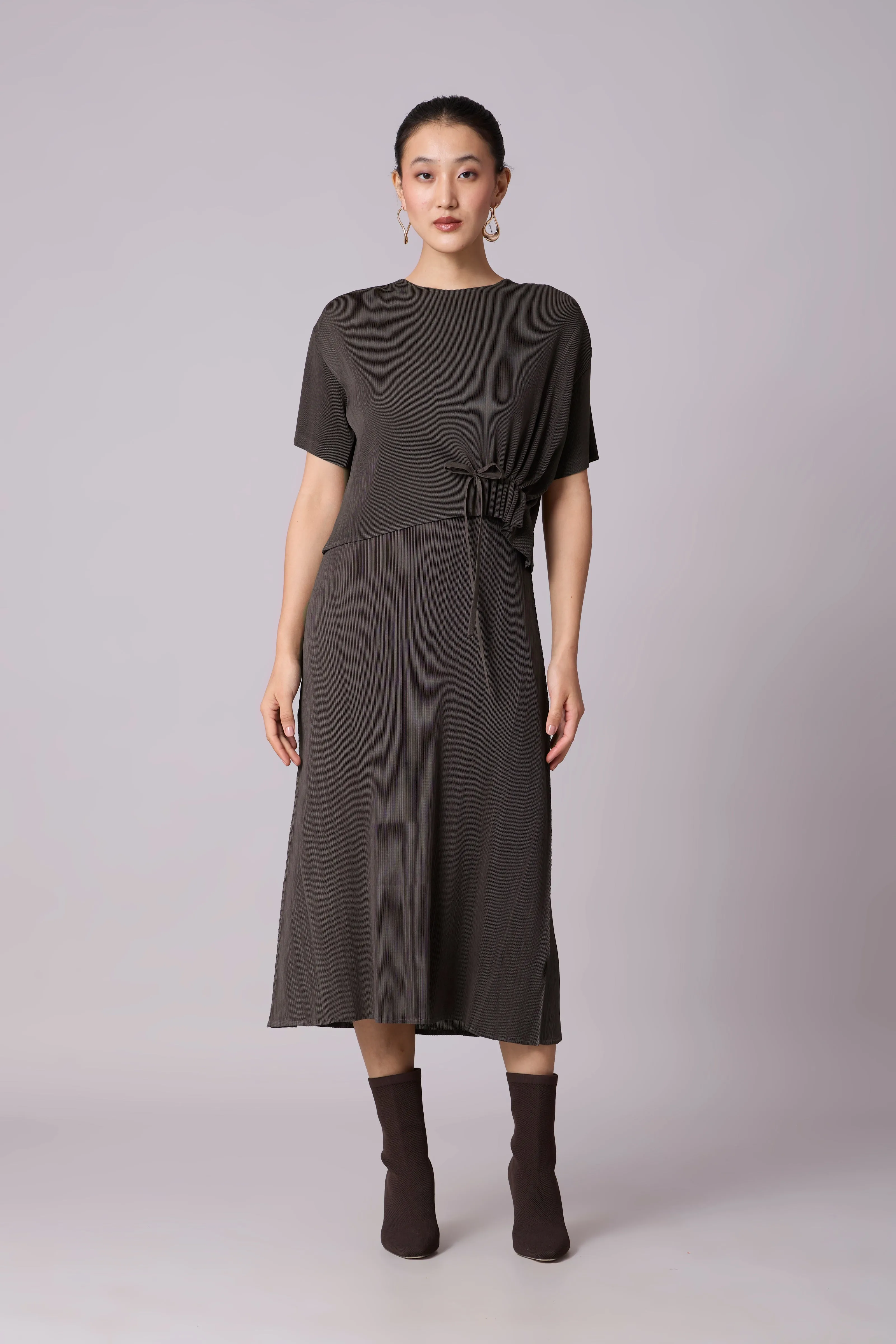 Elsie Cape Dress - Espresso Brown