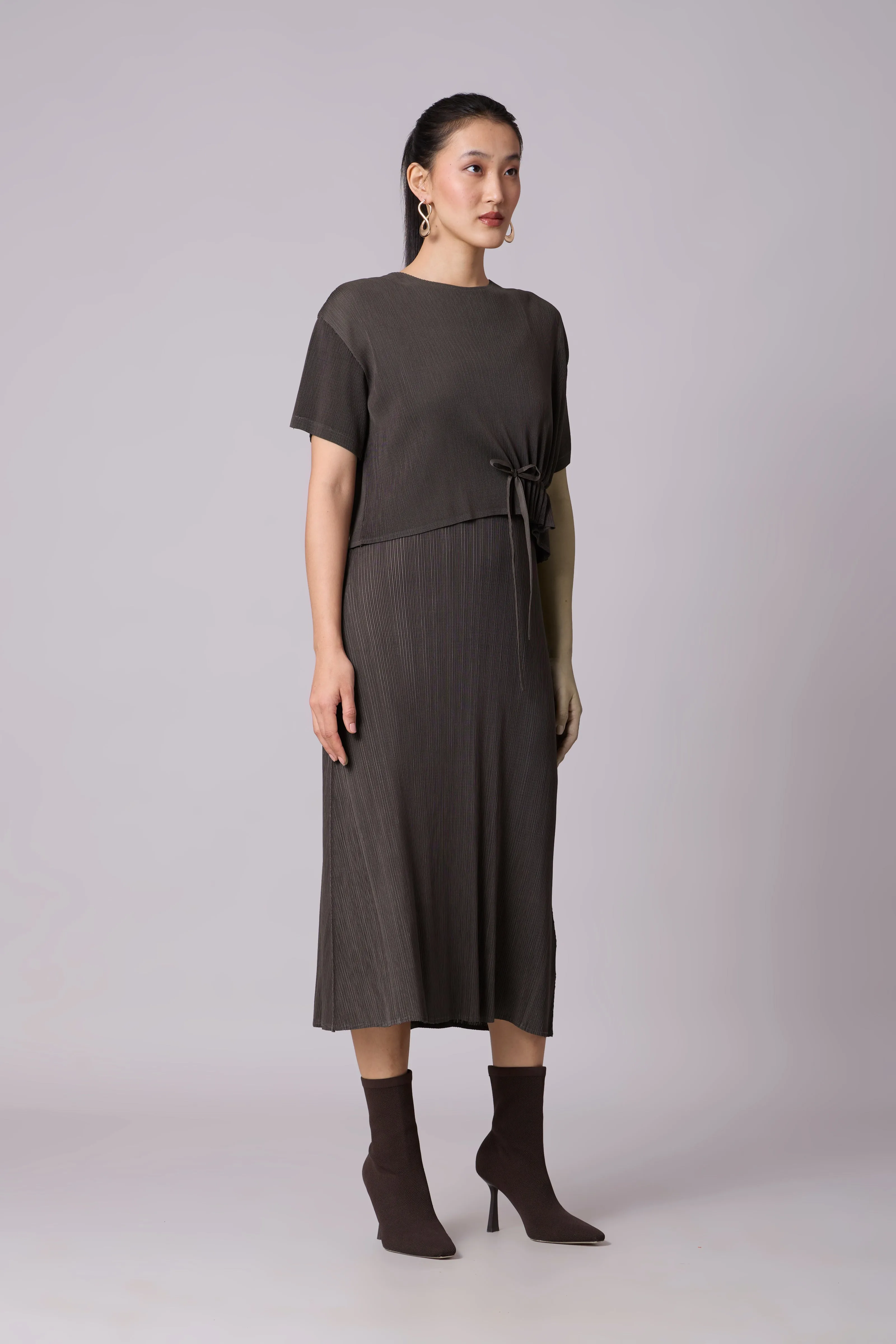 Elsie Cape Dress - Espresso Brown