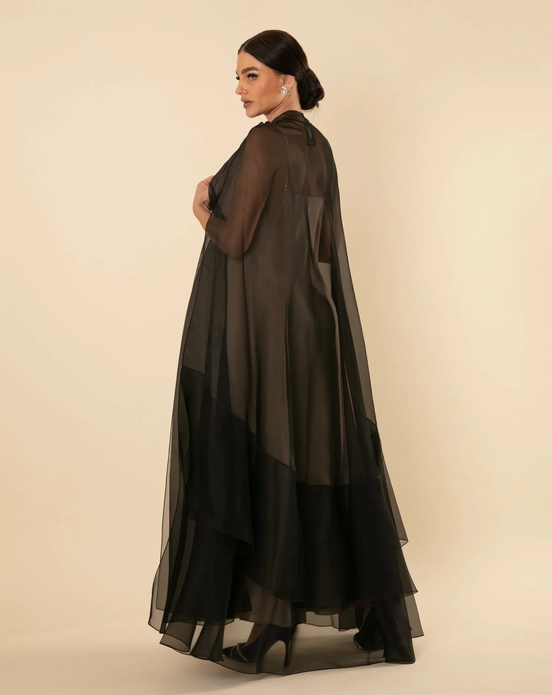 EVENING BLACK ORGANZA CAPE/ABAYA