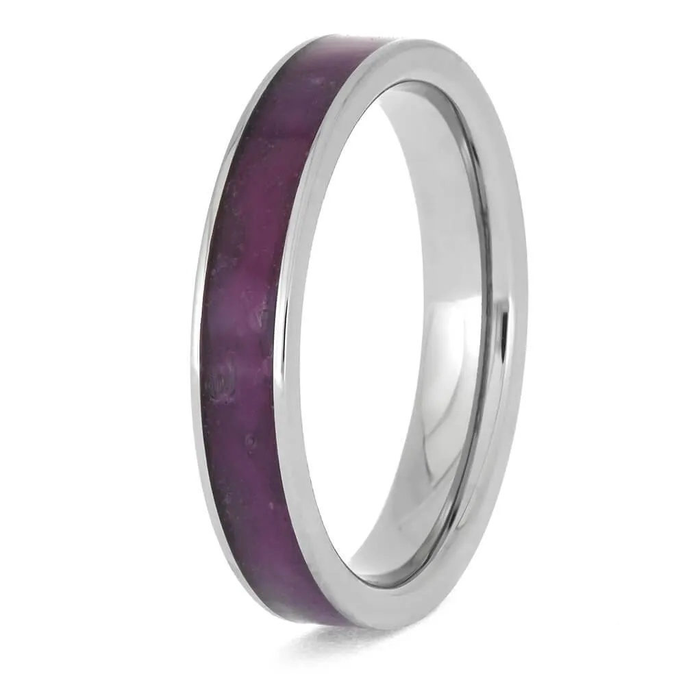 Fabric Pet Collar Memorial Ring in Titanium