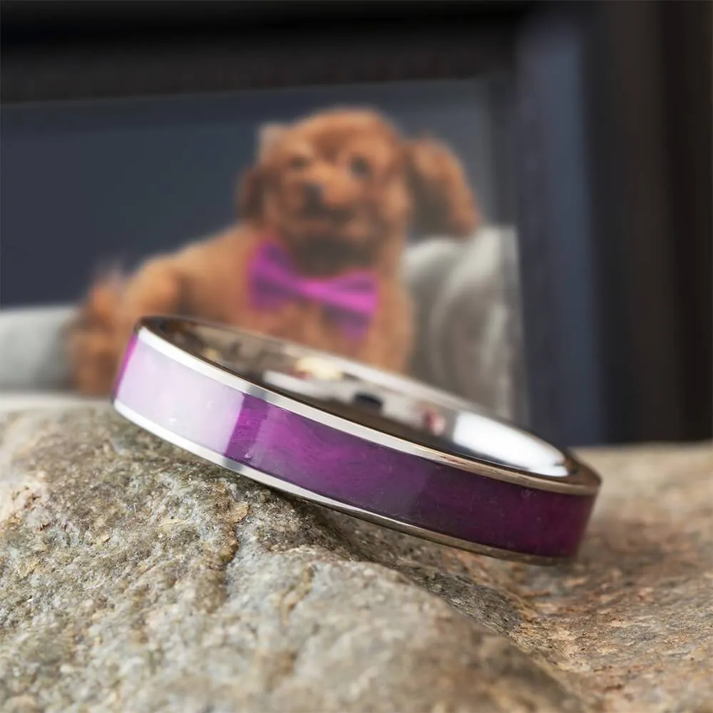 Fabric Pet Collar Memorial Ring in Titanium