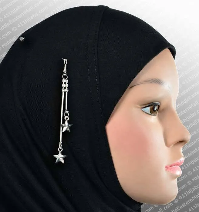 Falling Stars Hijab Pin # 14 in Silver