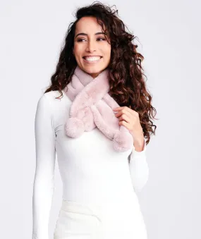 Faux Fur Crossover Scarf - Pink