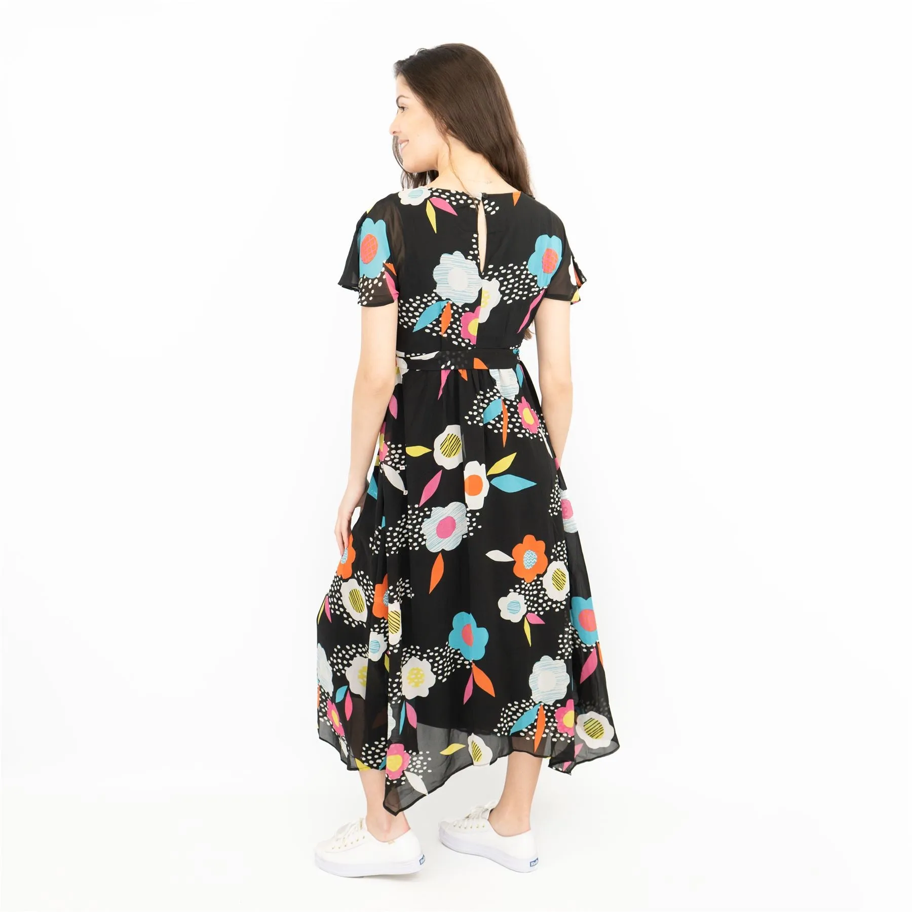 Frugi Celeste River Flower Maternity Nursing Cross Wrap Midi Dress