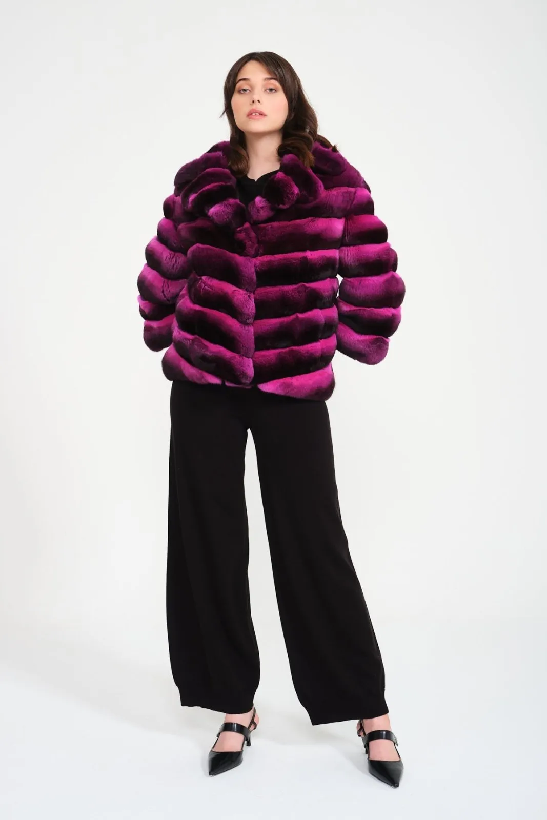 Fuchsia Chinchilla Fur Coat