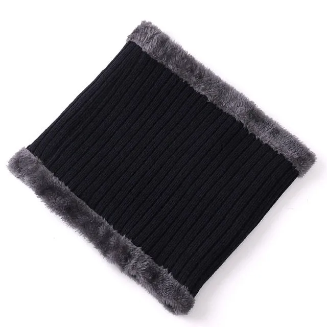 Fur Lined Beanie Outdoor Knitted Woolen Warm Winter Cap