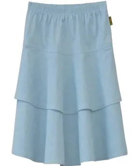 Girl's Lightweight 2 Layered Denim Knee Length Skirt