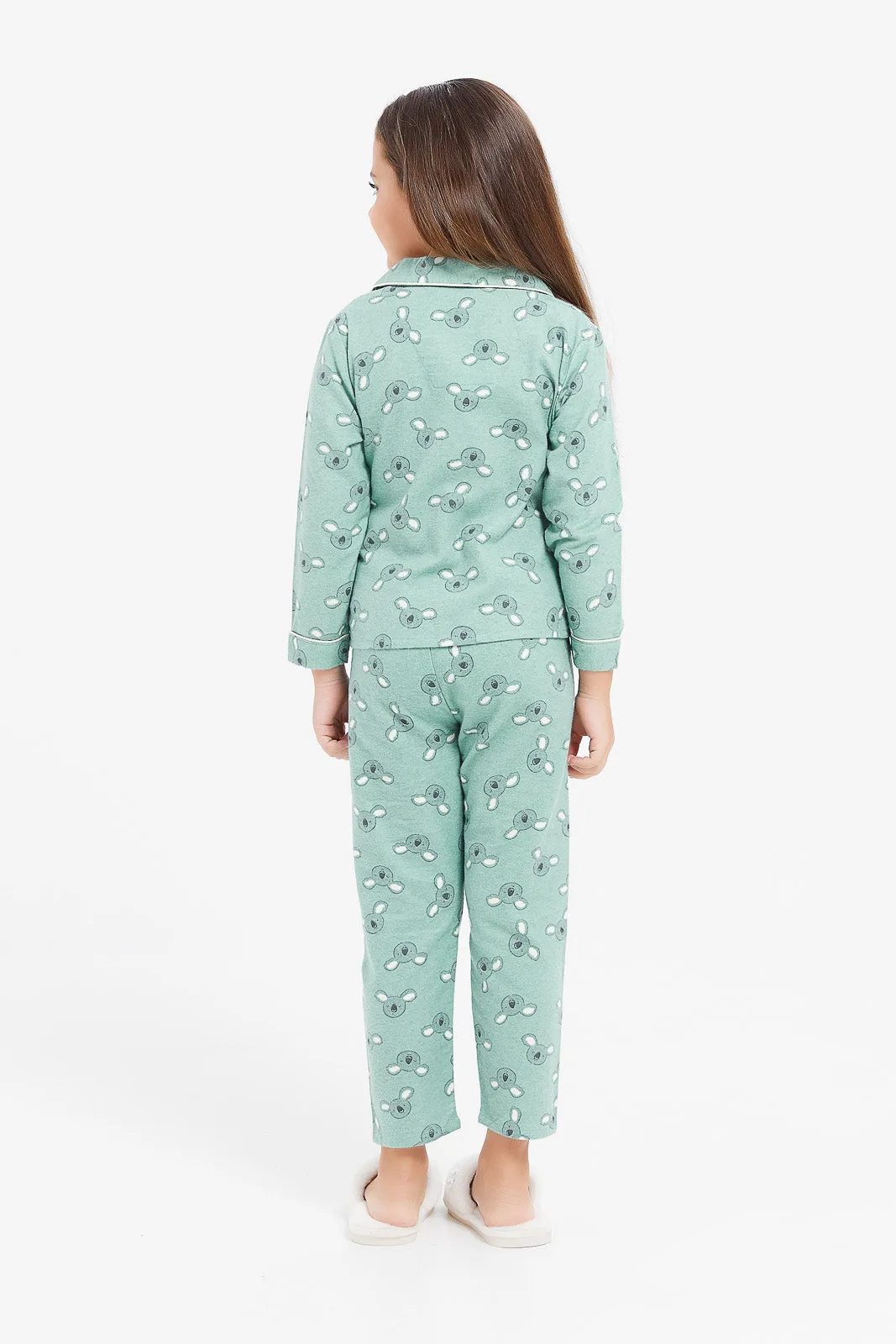 Girls Mint Koala Printed Pyjama Set (2 Piece)