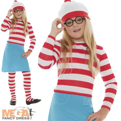 Girls Wheres Wally Wenda Fancy Dress Book Day Costume