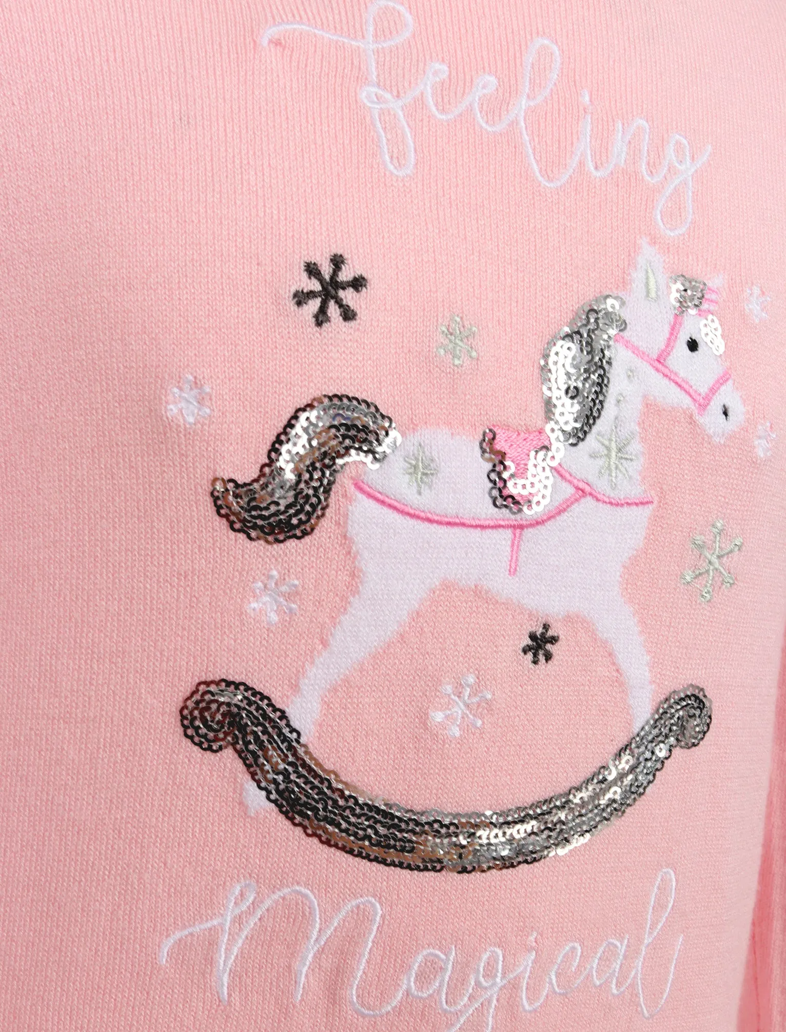 Girls Xmas Unicorn Novelty Christmas Jumper in Almond Blossom - Merry Christmas Kids (4-12yrs)