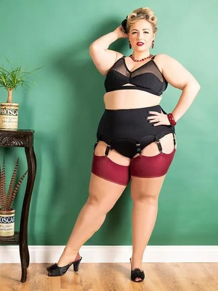 Glamour Contrast Claret Curve Stockings