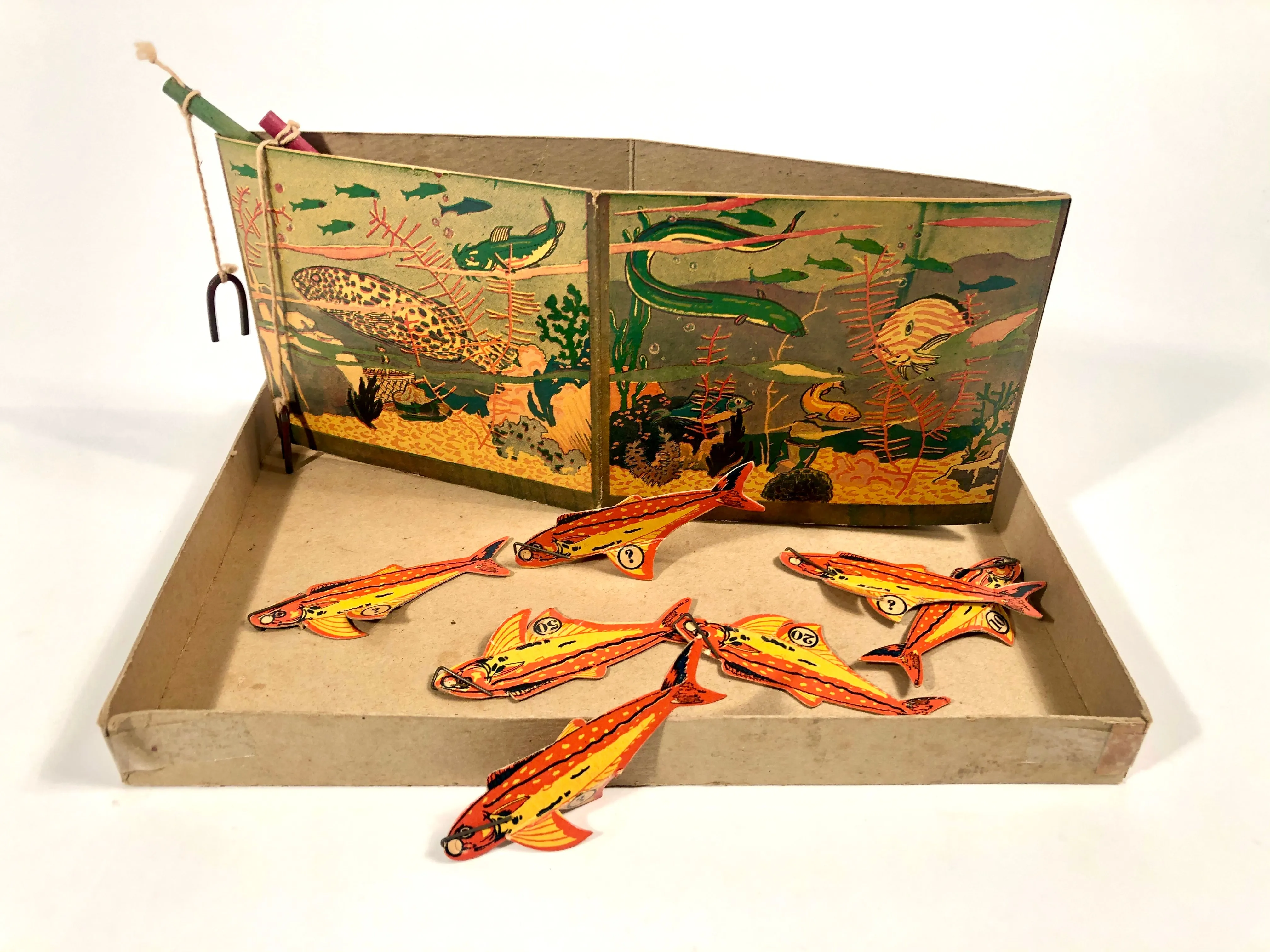 Gold Medal MAGNETIC FISH POND Antique Children's Game || Transogram Co.