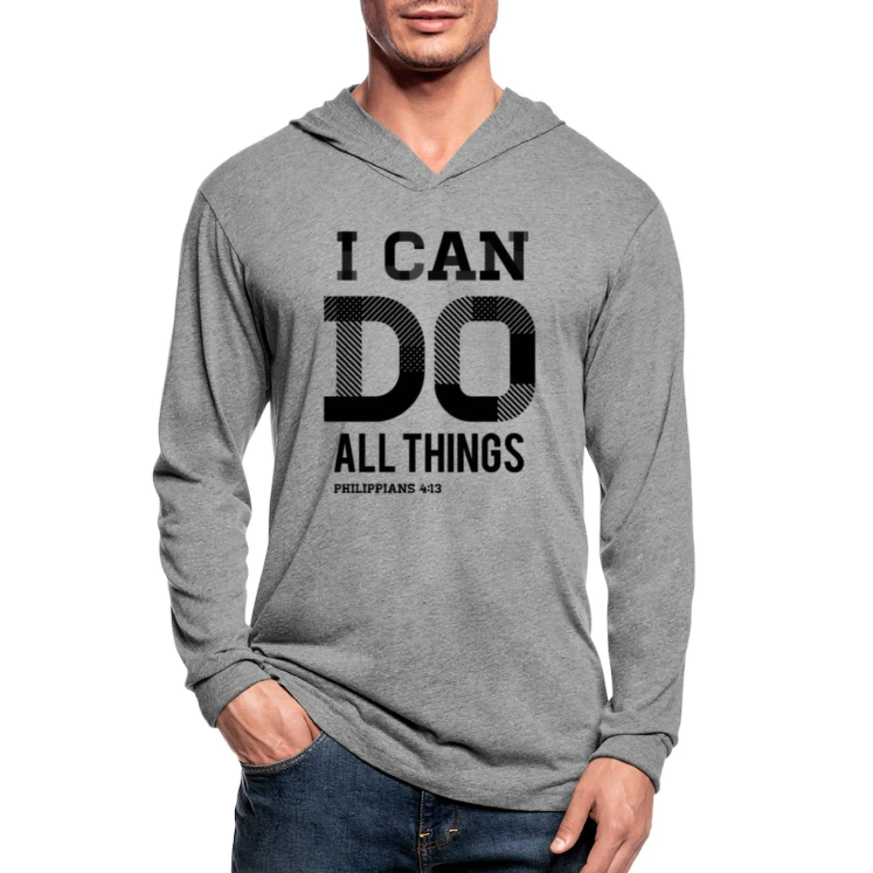 Graphic Hoodie, I Can Do All Things Inspiration Long Sleeve Tri-Blend Hooded Tee