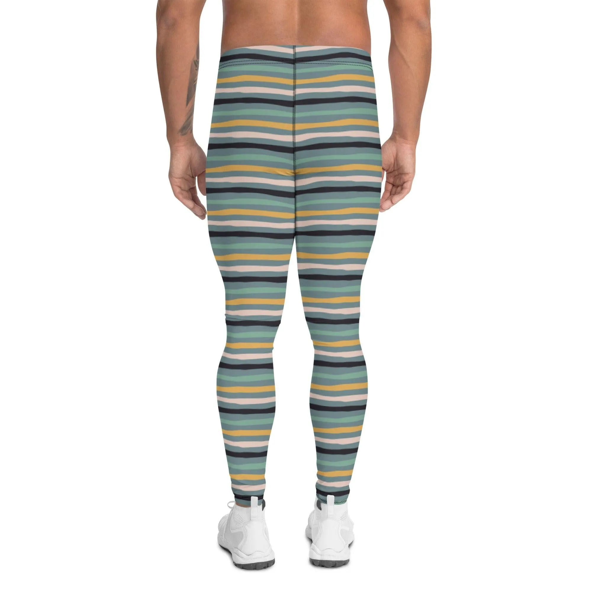 Green Tropical Stripes Men's Leggings