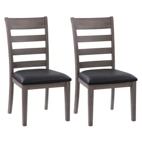 Grey Wood Dining Chairs, Set of 2