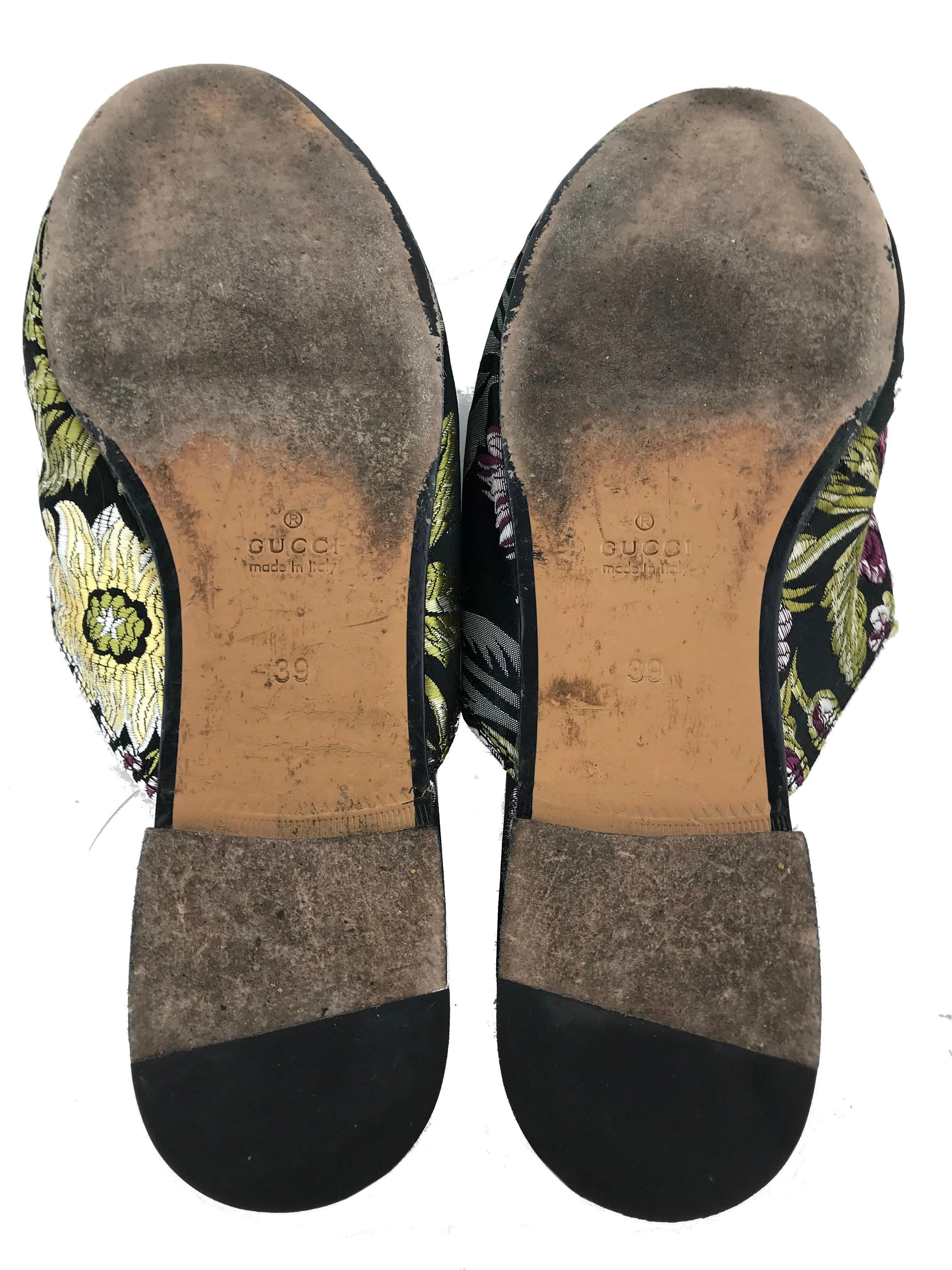 Gucci Princetown Floral Jacquard Horsebit Mules Size 9