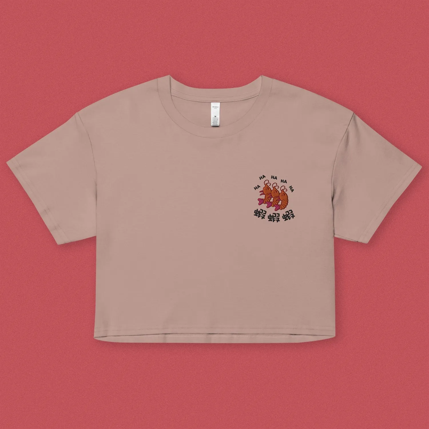 Ha Ha Ha (Shrimp) Embroidered Crop T-Shirt